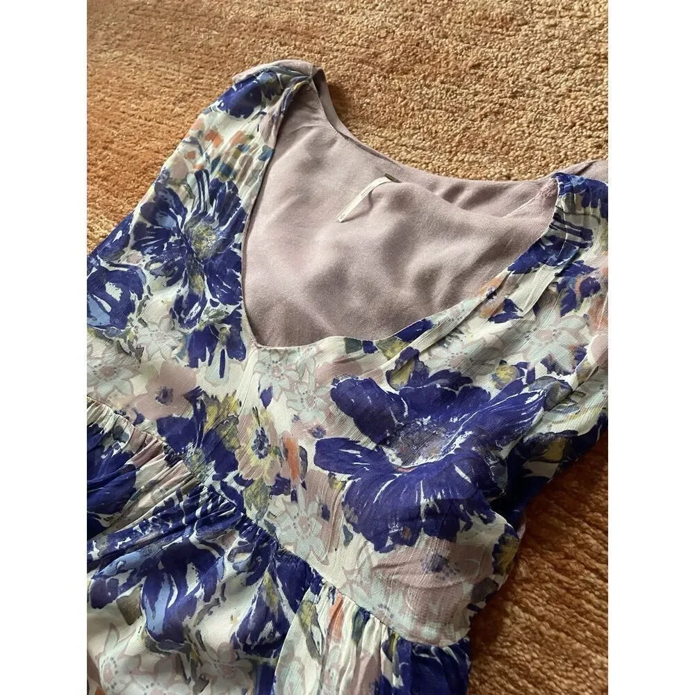 Free People Alice Vested Layered Dress Floral Purple Size SP